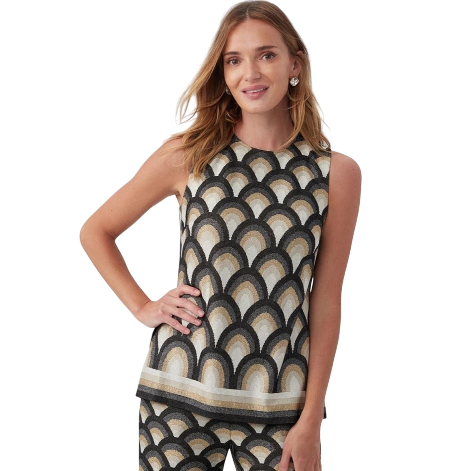 Trina Turk $249 Haruto Sleeveless Top In Multi Metalic Size Xs